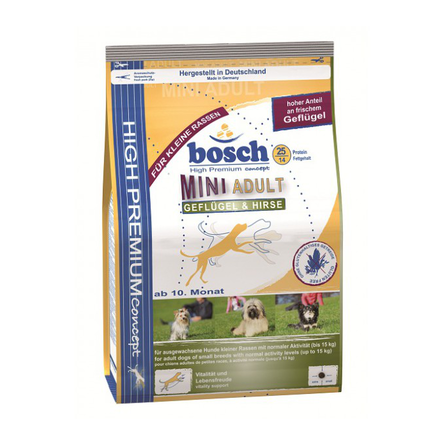 Bosch Mini Adult Сухой корм для взрослых собак мелких пород (с птицей и просом) – интернет-магазин Ле’Муррр